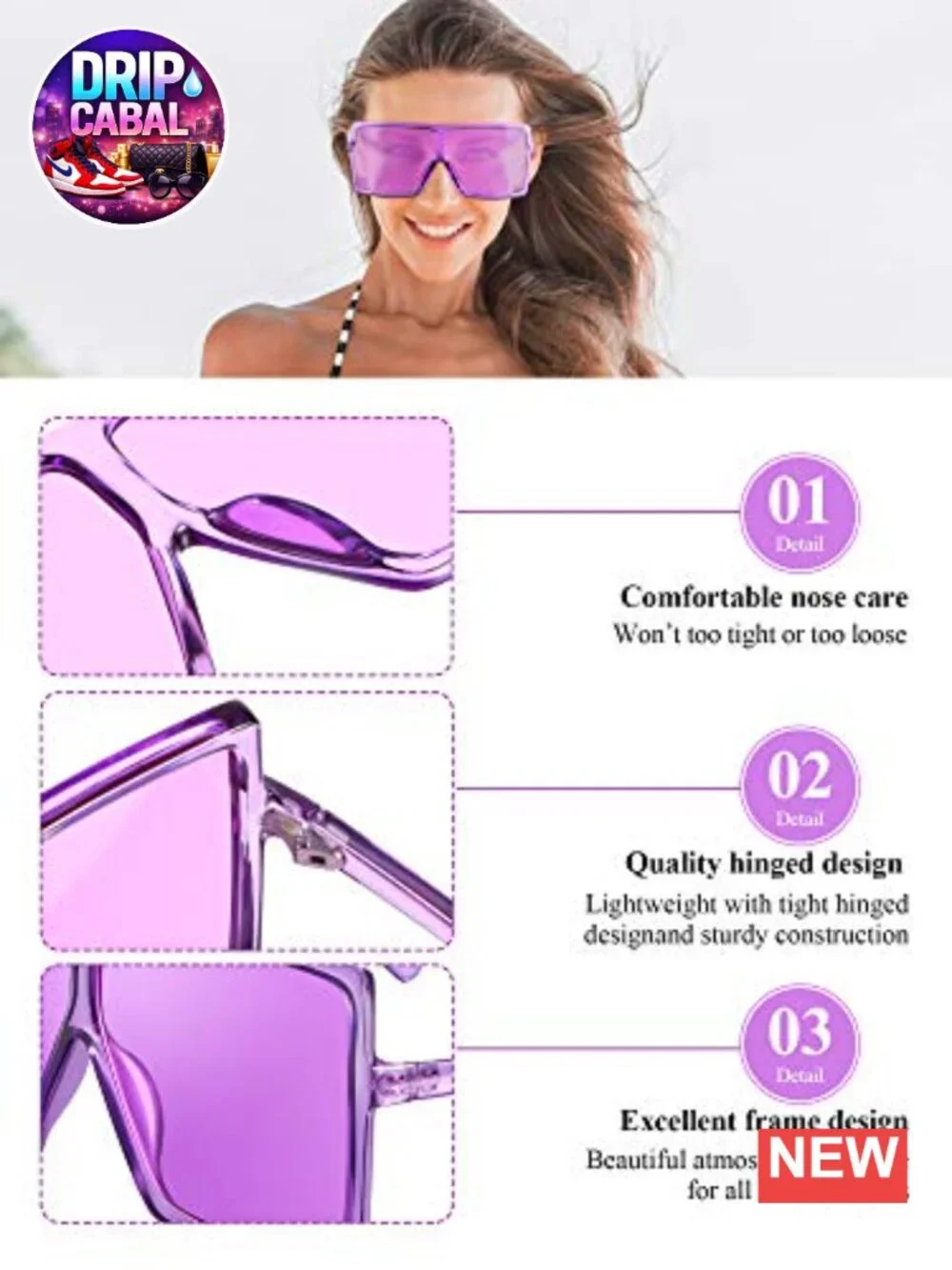 3 Pack Oversized Square Sunglasses Fashion Shades Flat Top Retro Shades